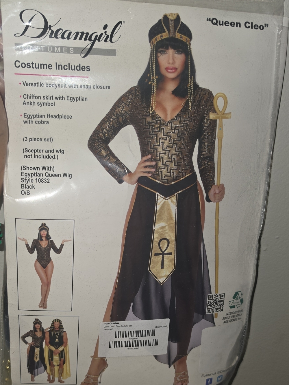 Dreamgirl Black and Gold Queen Cleo Egyptian Costume